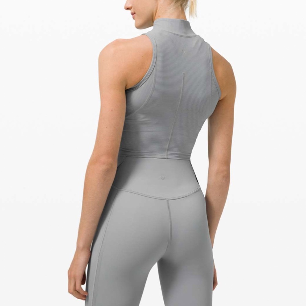 lululemon Rib Zip Front Cropped Run Tank Top - Picture 3 of 7